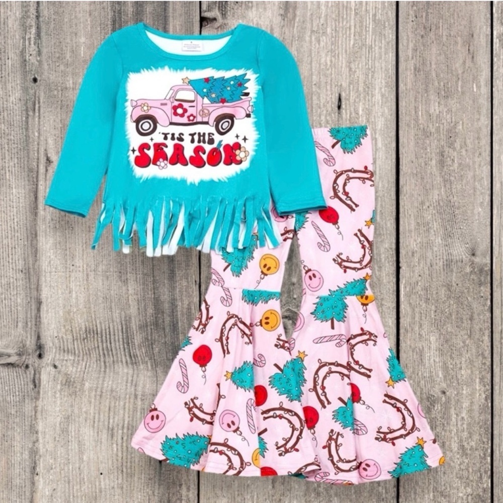 New Boutique Girls “Tis The Season” Holiday Flare Pant Set